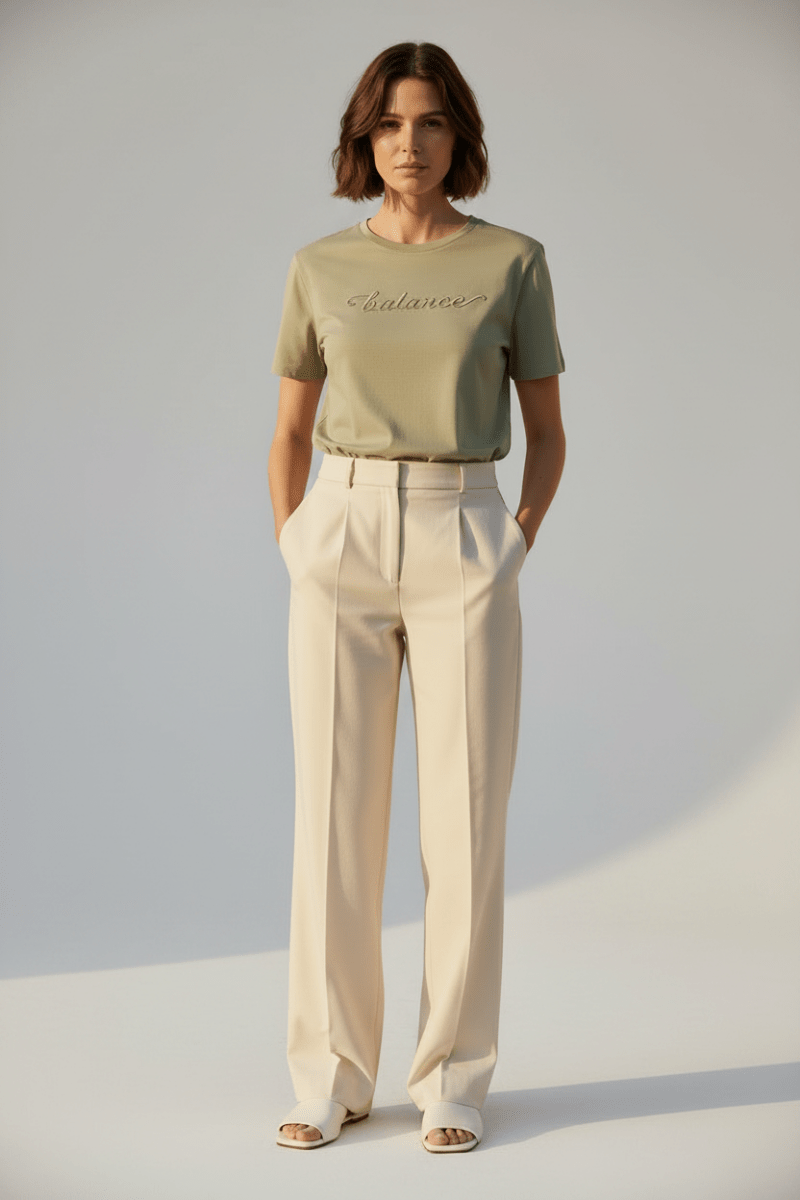 Vila T-Shirt Visybil Balance EMB O-Neck S/S in der Farbe Elm Oliv