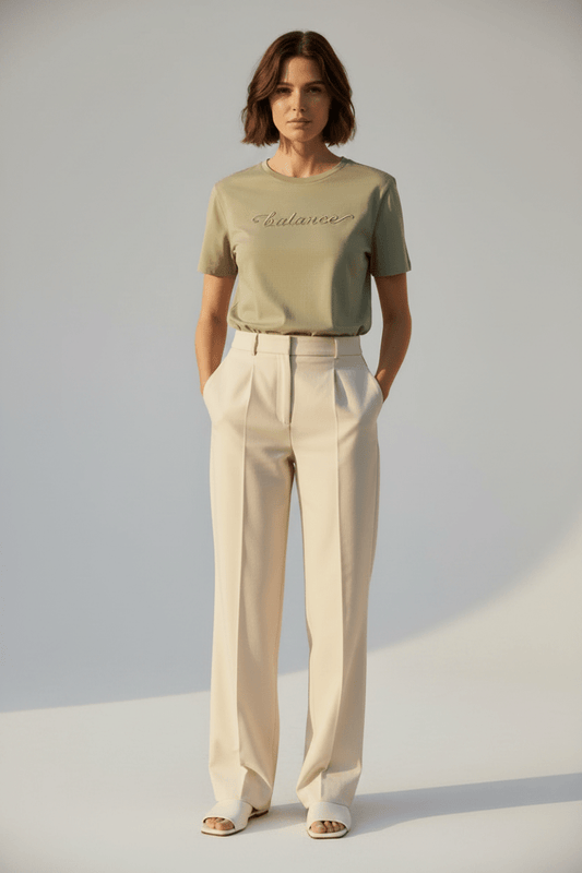 Vila T-Shirt Visybil Balance EMB O-Neck S/S in der Farbe Elm Oliv