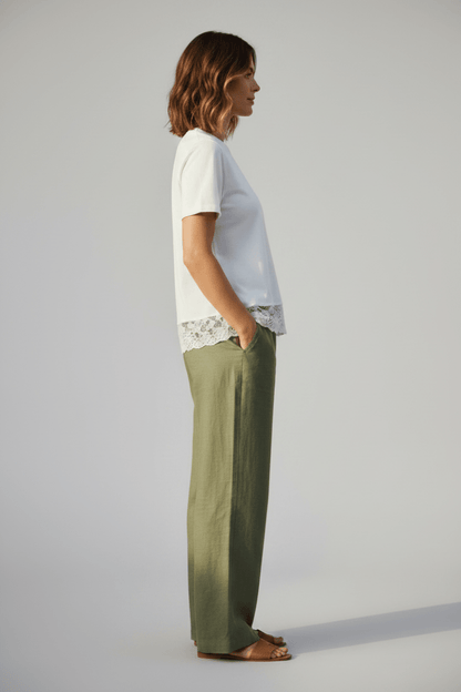 Vila T-Shirt VISYBIL LACE O-NECK S/S T-SHIRT - Snow White