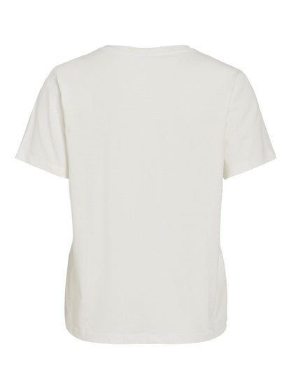 Vila T-Shirt VISYBILLA O-NECK S/S LEMON TOP/PB - Snow White LEMON FIJI FLOWER
