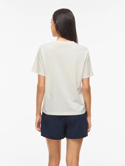 Vila T-Shirt VISYBILLA O-NECK S/S LEMON TOP/PB - Snow White POSITANO VICTORIA BLUE