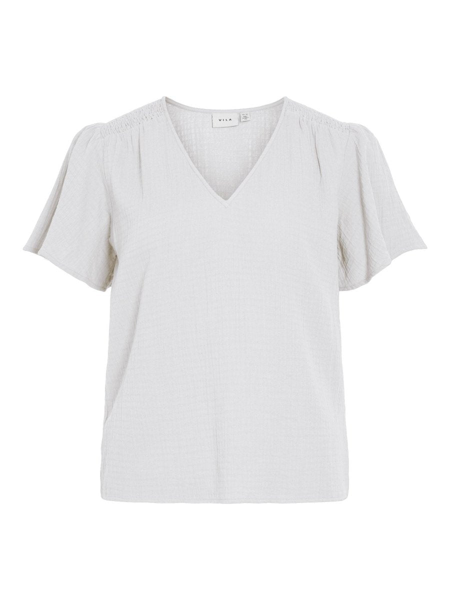 Vila T-Shirts & Tops Cloud Dancer Vilania V - Neck Kurzarm Det. Top/Vol