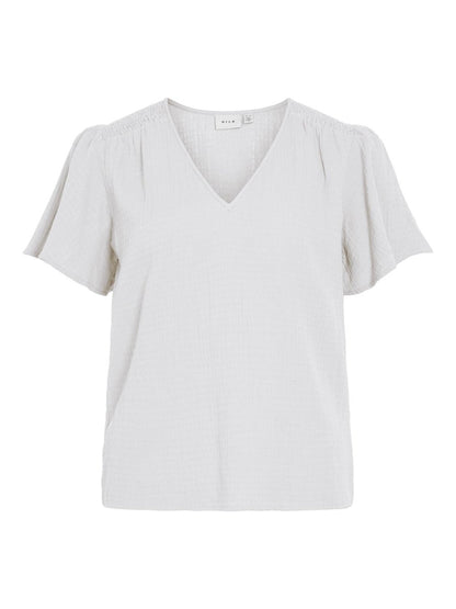 Vila T-Shirts & Tops Cloud Dancer Vilania V - Neck Kurzarm Det. Top/Vol
