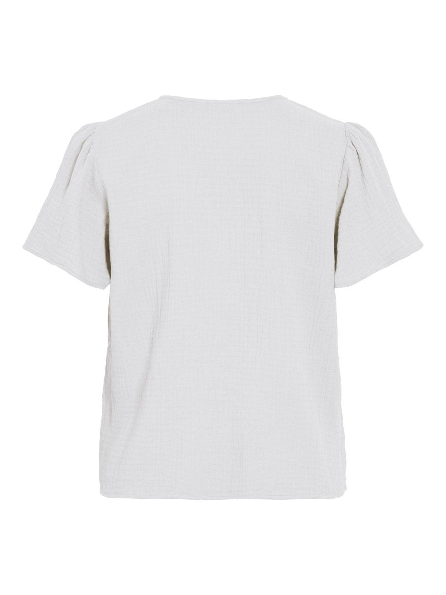 Vila T-Shirts & Tops Cloud Dancer Vilania V - Neck Kurzarm Det. Top/Vol