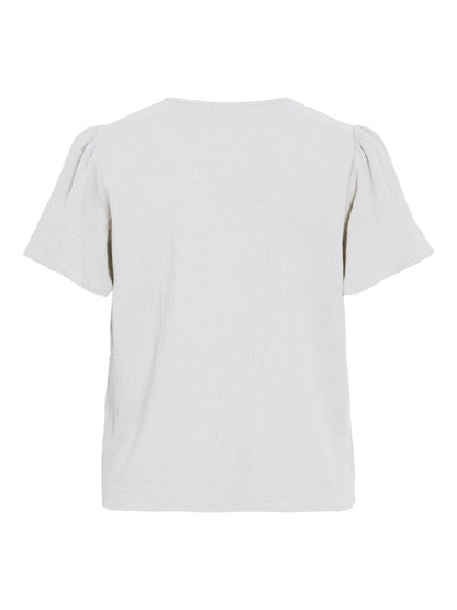 Vila T-Shirts & Tops Cloud Dancer Vilania V - Neck Kurzarm Det. Top/Vol