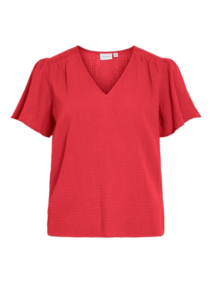 Vila T-Shirts & Tops Hibiscus Vilania V - Neck Kurzarm Det. Top/Vol