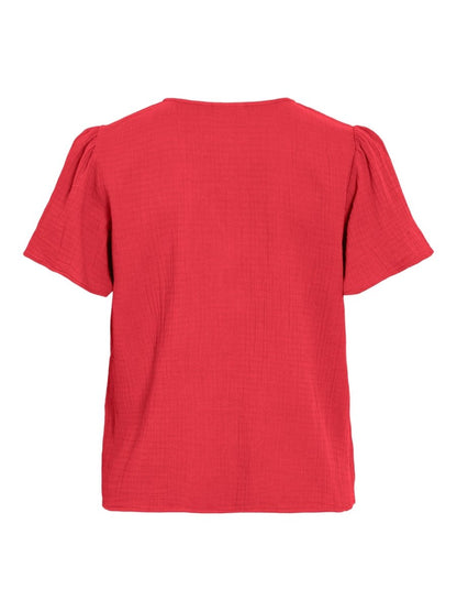 Vila T-Shirts & Tops Hibiscus Vilania V - Neck Kurzarm Det. Top/Vol