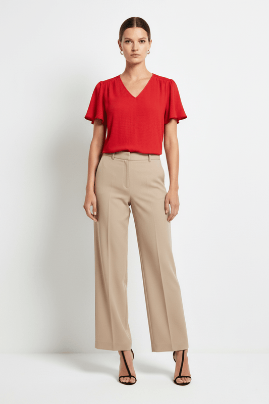 Vila T-Shirts & Tops Hibiscus Vilania V - Neck Kurzarm Det. Top/Vol