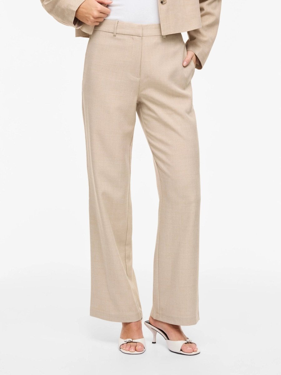 VILA Tailored Trousers VIROSA PANT - Super Light Natural Melange