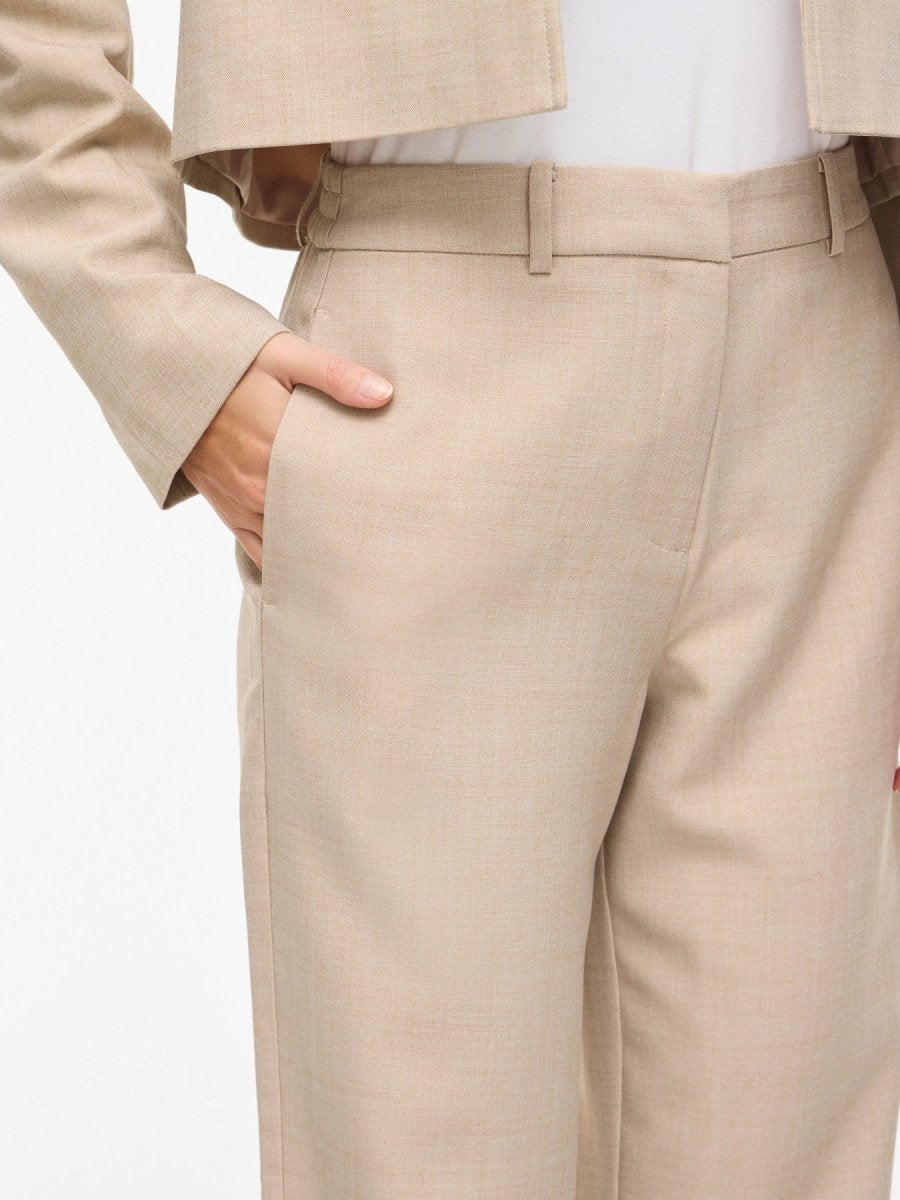 VILA Tailored Trousers VIROSA PANT - Super Light Natural Melange