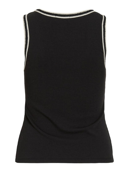 Vila Tank - Top VIMOVANA O - NECK S/L TOP - Black Beauty BIRCH + BLACK BEAUTY