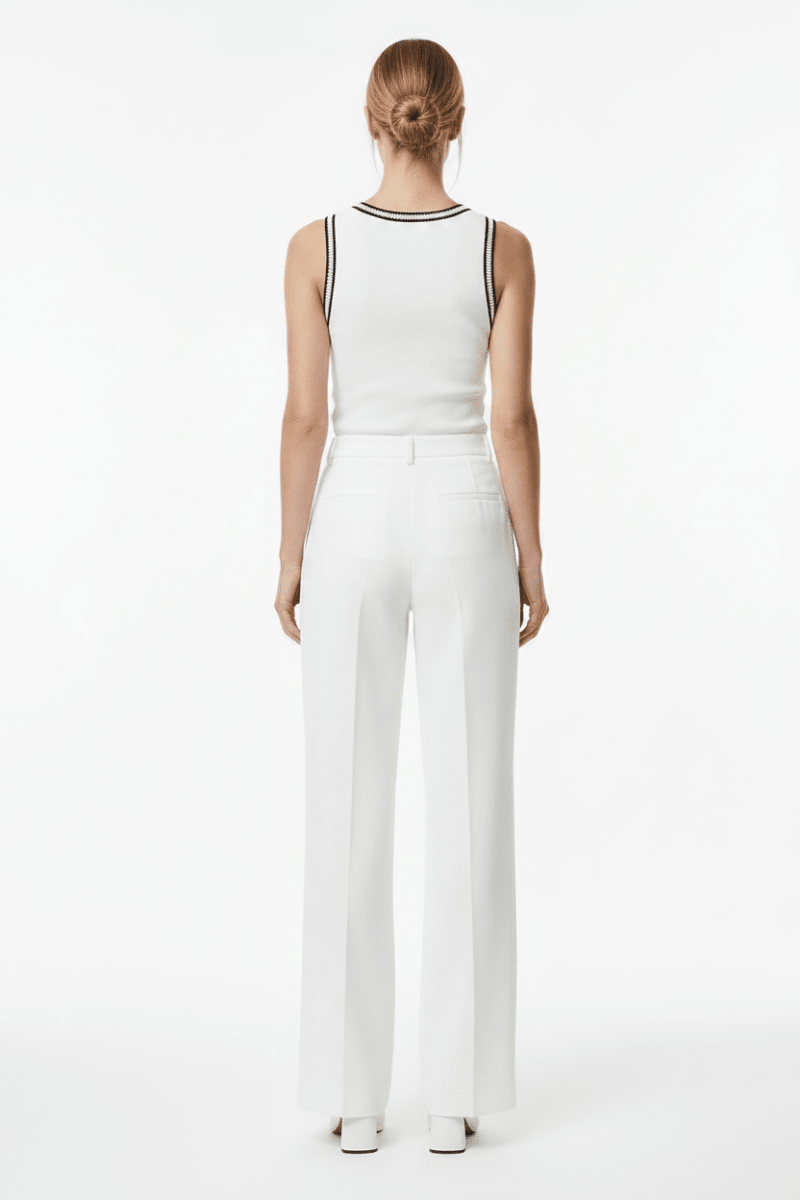 Vila Tank - Top VIMOVANA O - NECK S/L TOP - Snow White SNOW WHITE + BLACK BEAUTY