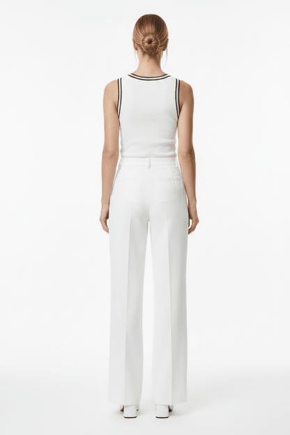 Vila Tank - Top VIMOVANA O - NECK S/L TOP - Snow White SNOW WHITE + BLACK BEAUTY
