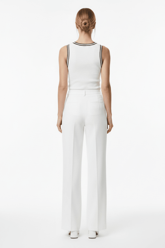 Vila Tank - Top VIMOVANA O - NECK S/L TOP - Snow White SNOW WHITE + BLACK BEAUTY
