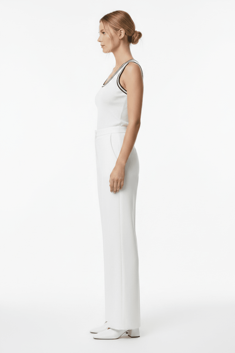 Vila Tank - Top VIMOVANA O - NECK S/L TOP - Snow White SNOW WHITE + BLACK BEAUTY