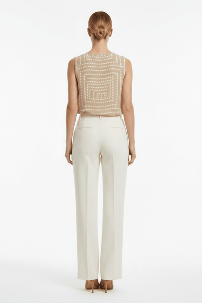 Vila Tanktop Vifrelli Kleo O - Neck Short Top - Travertine Birch Dots