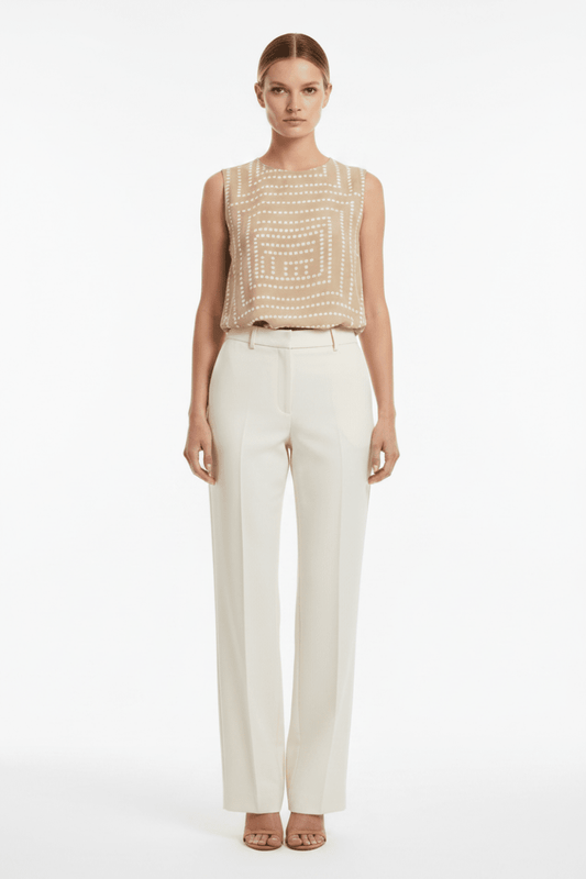 Vila Tanktop Vifrelli Kleo O - Neck Short Top - Travertine Birch Dots