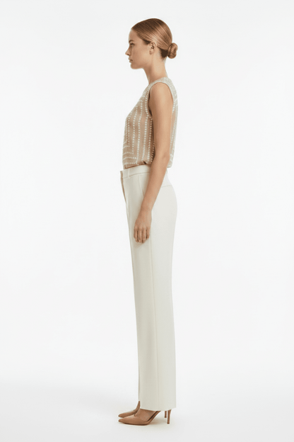 Vila Tanktop Vifrelli Kleo O - Neck Short Top - Travertine Birch Dots