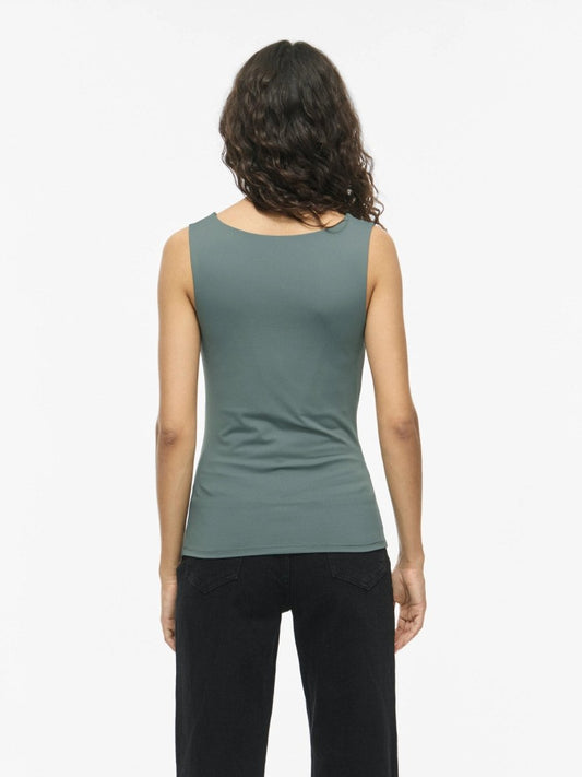Vila Tanktop VIKENZA U - NECK S/L TANK TOP REV in Balsam Green