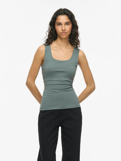 Vila Tanktop VIKENZA U - NECK S/L TANK TOP REV in Balsam Green