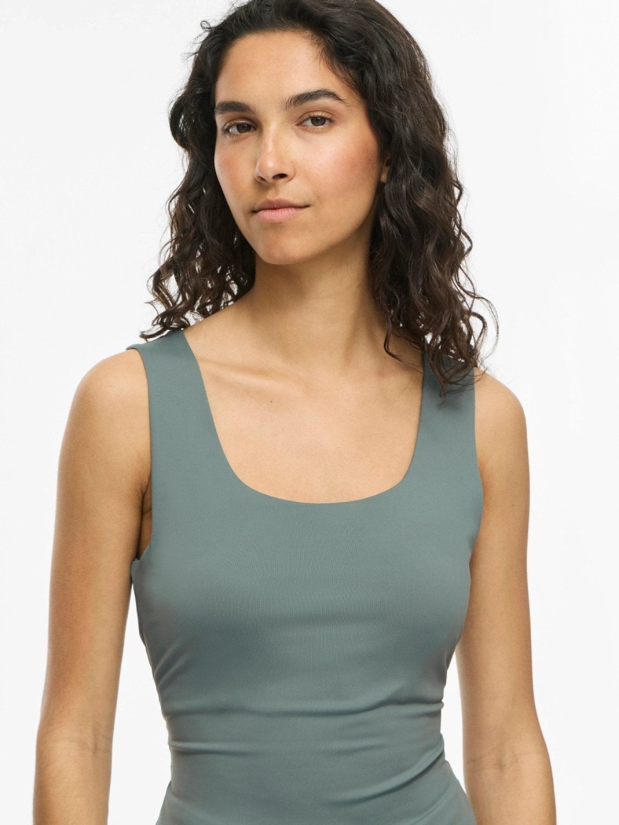 Vila Tanktop VIKENZA U - NECK S/L TANK TOP REV in Balsam Green