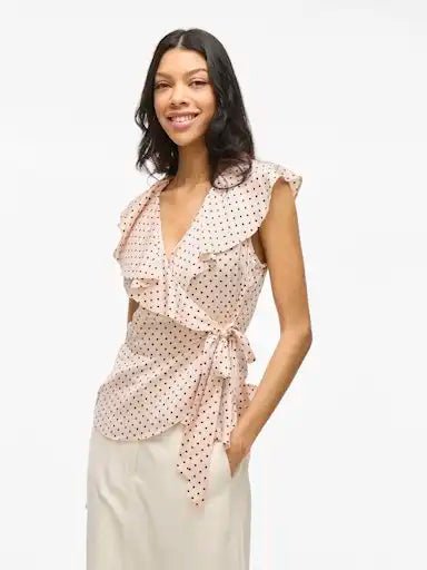 Vila Top Peach Whip Black Dots
