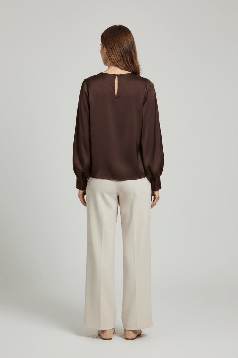 Vila Top Ravenna Langarm Rundhals Coffee Bean