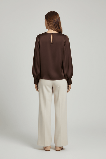 Vila Top Ravenna Langarm Rundhals Coffee Bean