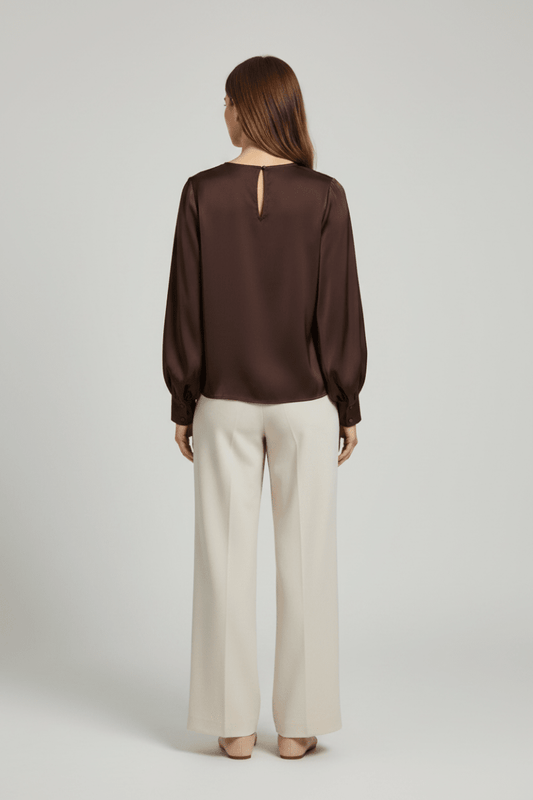 Vila Top Ravenna Langarm Rundhals Coffee Bean