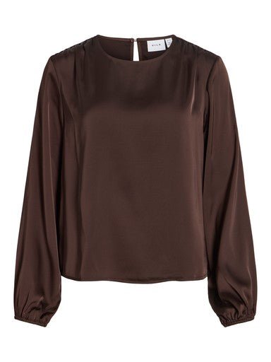 Vila Top Ravenna Langarm Rundhals Coffee Bean