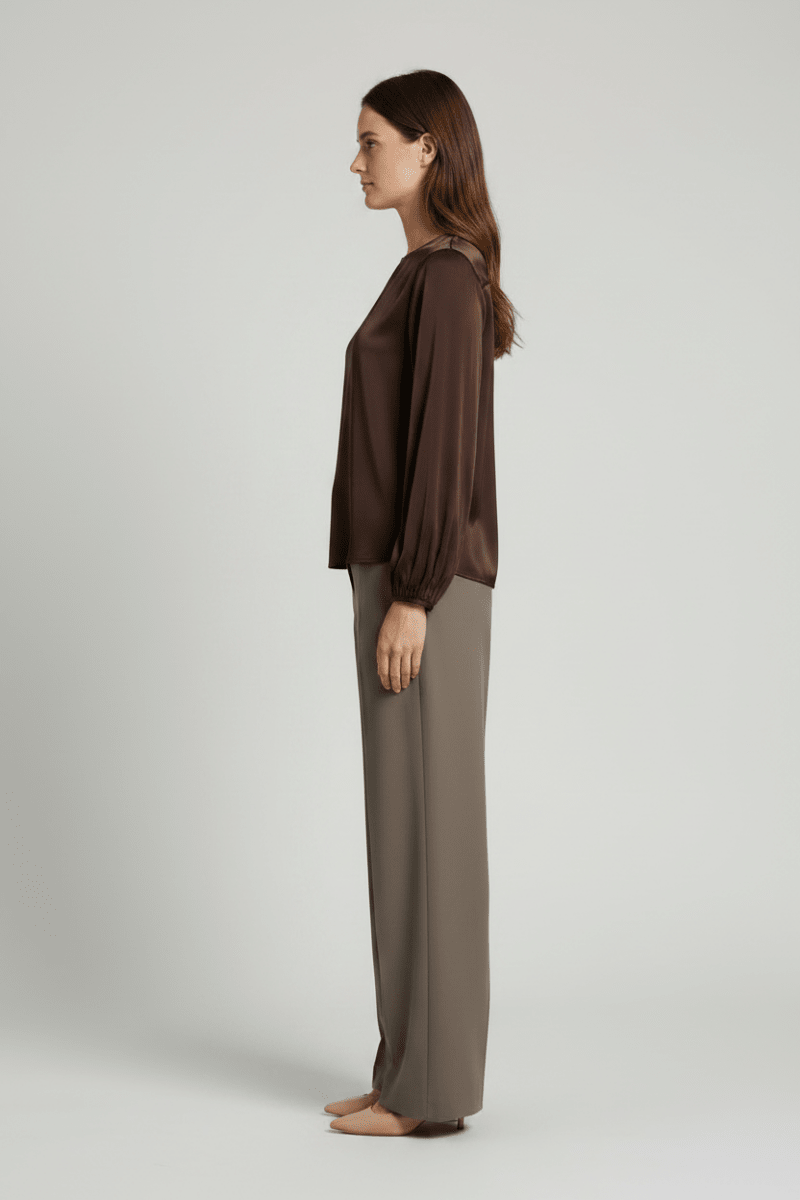 Vila Top Ravenna Langarm Rundhals Coffee Bean