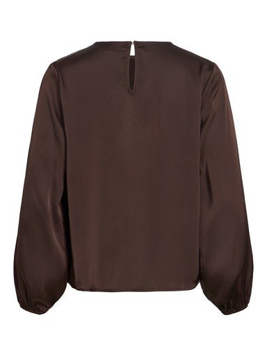 Vila Top Ravenna Langarm Rundhals Coffee Bean