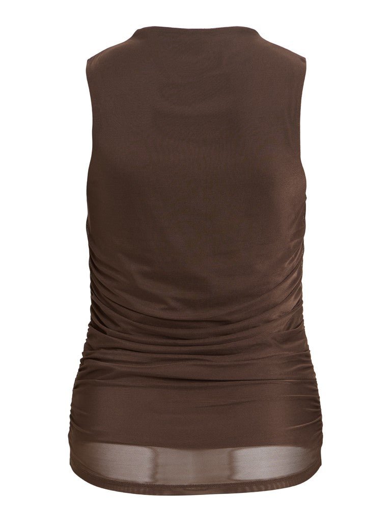 Vila Top Stehkragen Kurzarm Coffee Bean