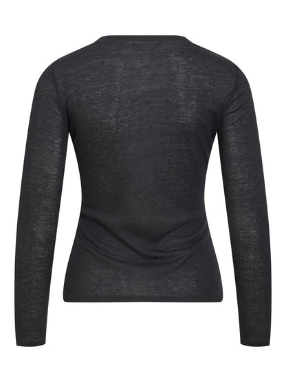 Vila Top Vielianne O-Neck Langarm in Black Beauty
