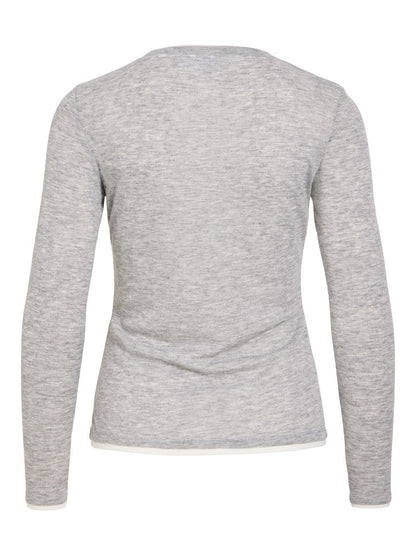 Vila Top Vielianne O-Neck Langarm in Light Grey Melange
