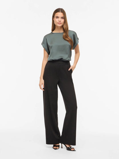 Vila Top VIELLETTE S/S SATIN TOP in Balsam Green