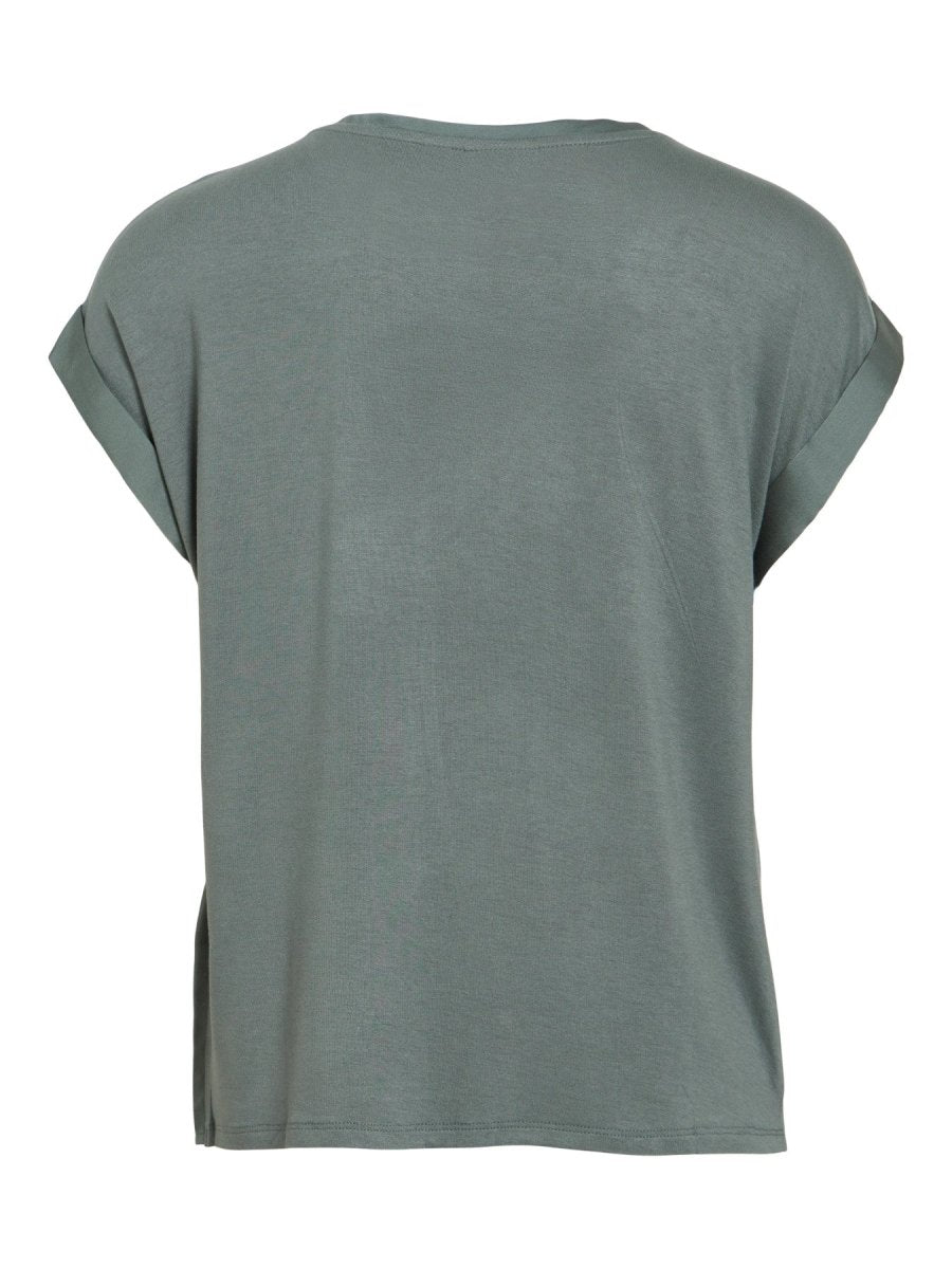 Vila Top VIELLETTE S/S SATIN TOP in Balsam Green