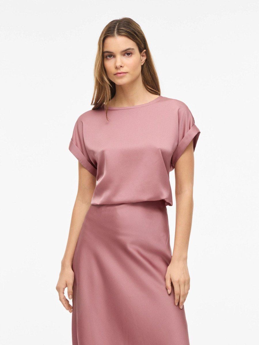 Vila Top VIELLETTE S/S SATIN TOP in Nostalgia Rose