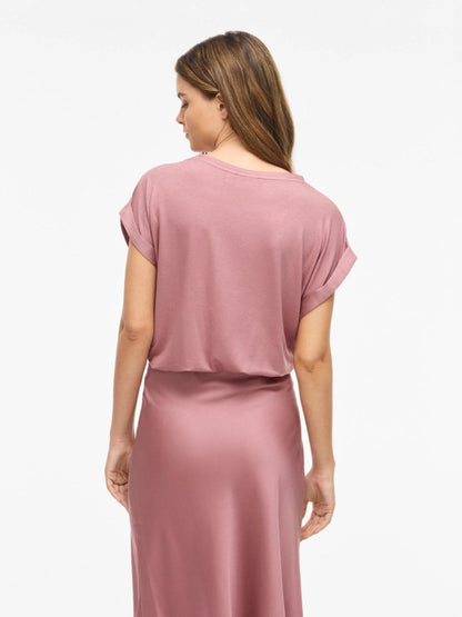 Vila Top VIELLETTE S/S SATIN TOP in Nostalgia Rose