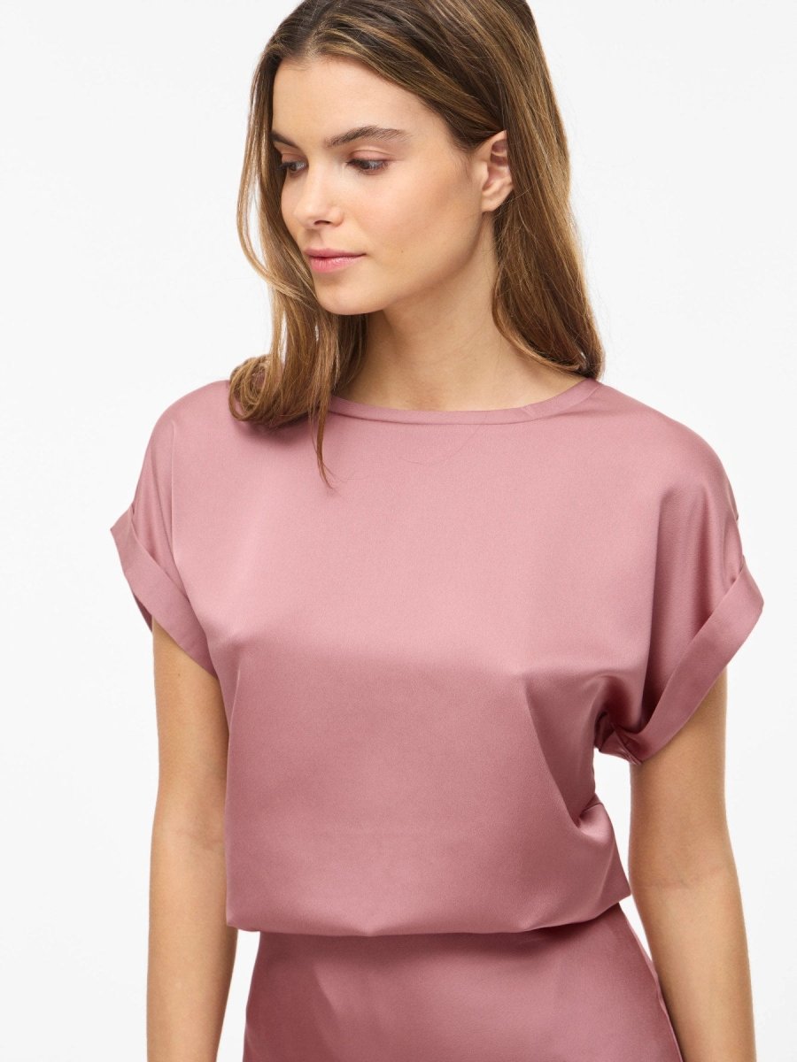 Vila Top VIELLETTE S/S SATIN TOP in Nostalgia Rose