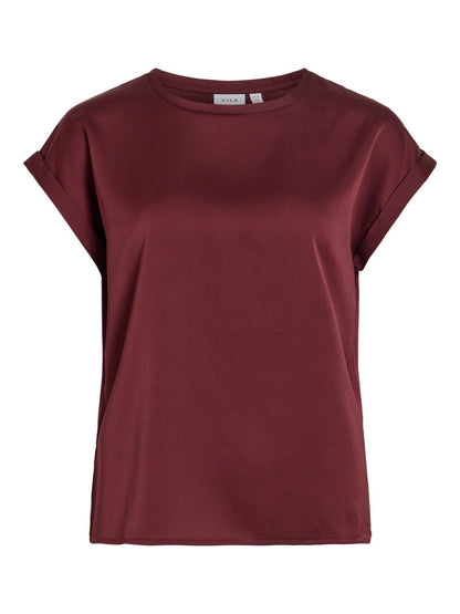 Vila Top VIELLETTE S/S SATIN TOP in Port Royale
