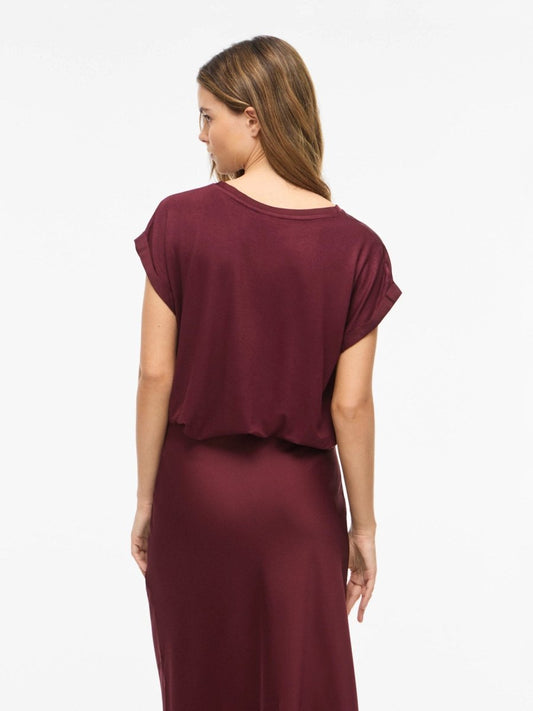 Vila Top VIELLETTE S/S SATIN TOP in Port Royale