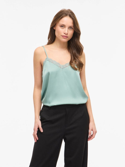 Vila Top VIENNA RAVENNA LACE SINGLET - NOOS - Blue Surf