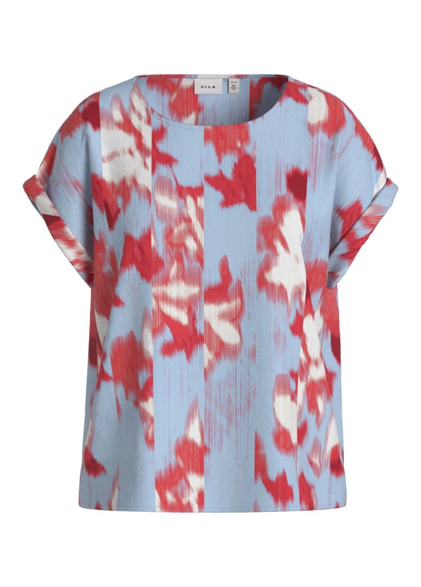 VILA Top VIJUVA O - NECK S/S TOP/LC - Turquoise