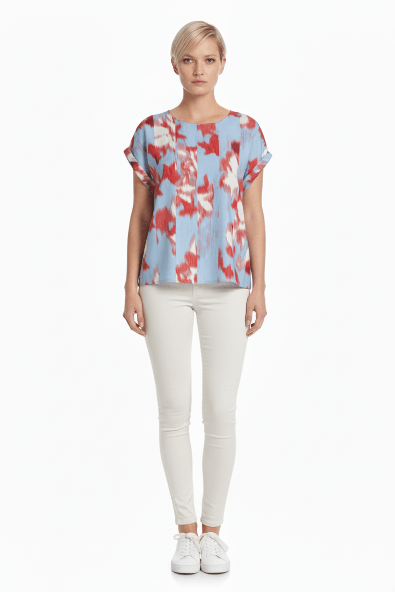 VILA Top VIJUVA O - NECK S/S TOP/LC - Turquoise