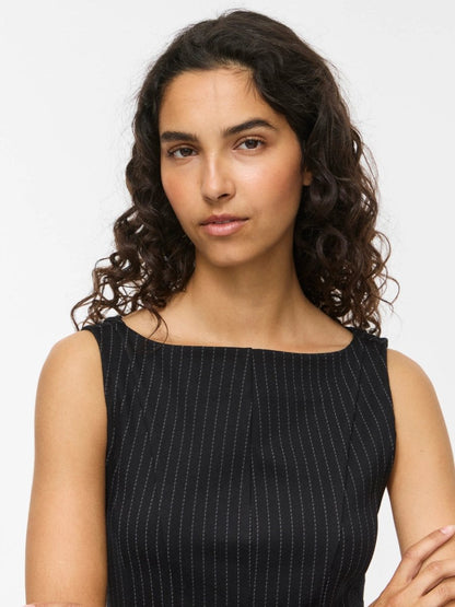 Vila Top VIMASTRIBA BOAT NECK S/L TOP - Black Beauty PINSTRIPE