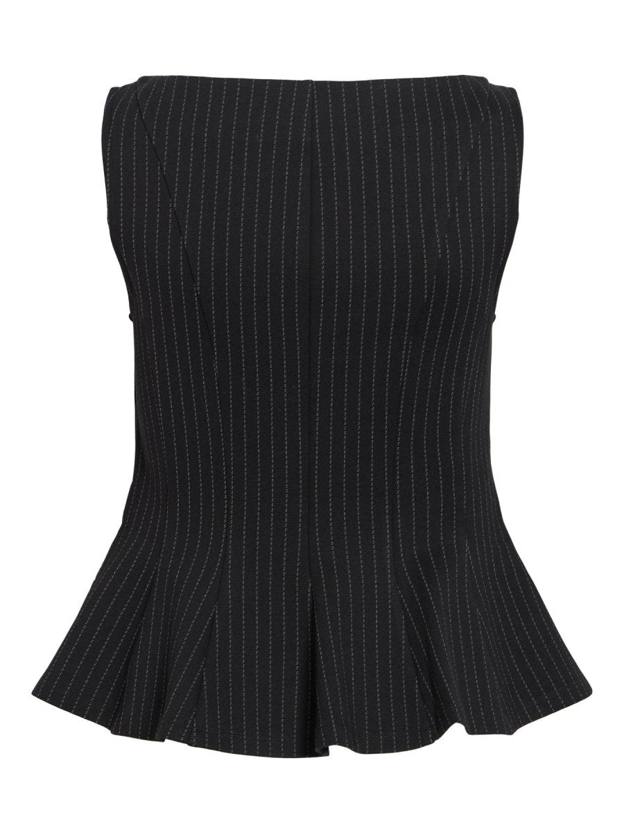 Vila Top VIMASTRIBA BOAT NECK S/L TOP - Black Beauty PINSTRIPE