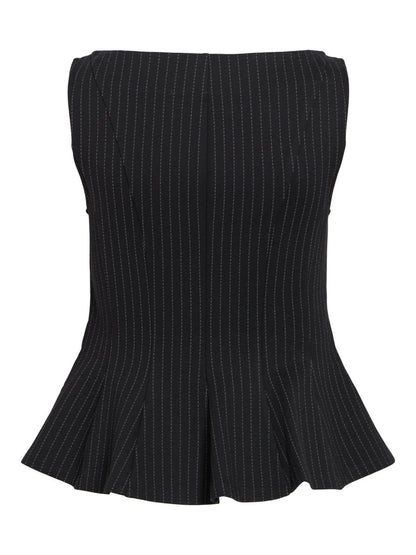 Vila Top VIMASTRIBA BOAT NECK S/L TOP - Black Beauty PINSTRIPE