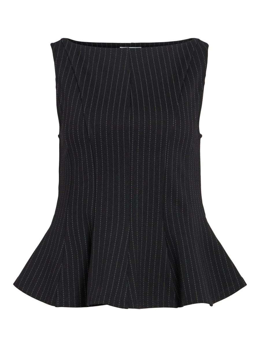 Vila Top VIMASTRIBA BOAT NECK S/L TOP - Black Beauty PINSTRIPE