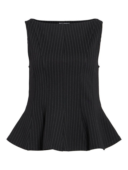 Vila Top VIMASTRIBA BOAT NECK S/L TOP - Black Beauty PINSTRIPE